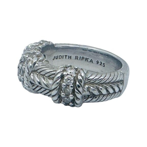 Judith Ripka 925 Sterling Silver Cubic Zirconia Ring Band - Size 6 - Picture 3 of 10